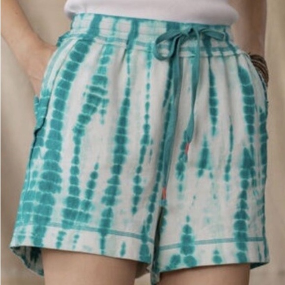 Sundance Blue Batik High Rise Sweatpant Shorts - Picture 1 of 4